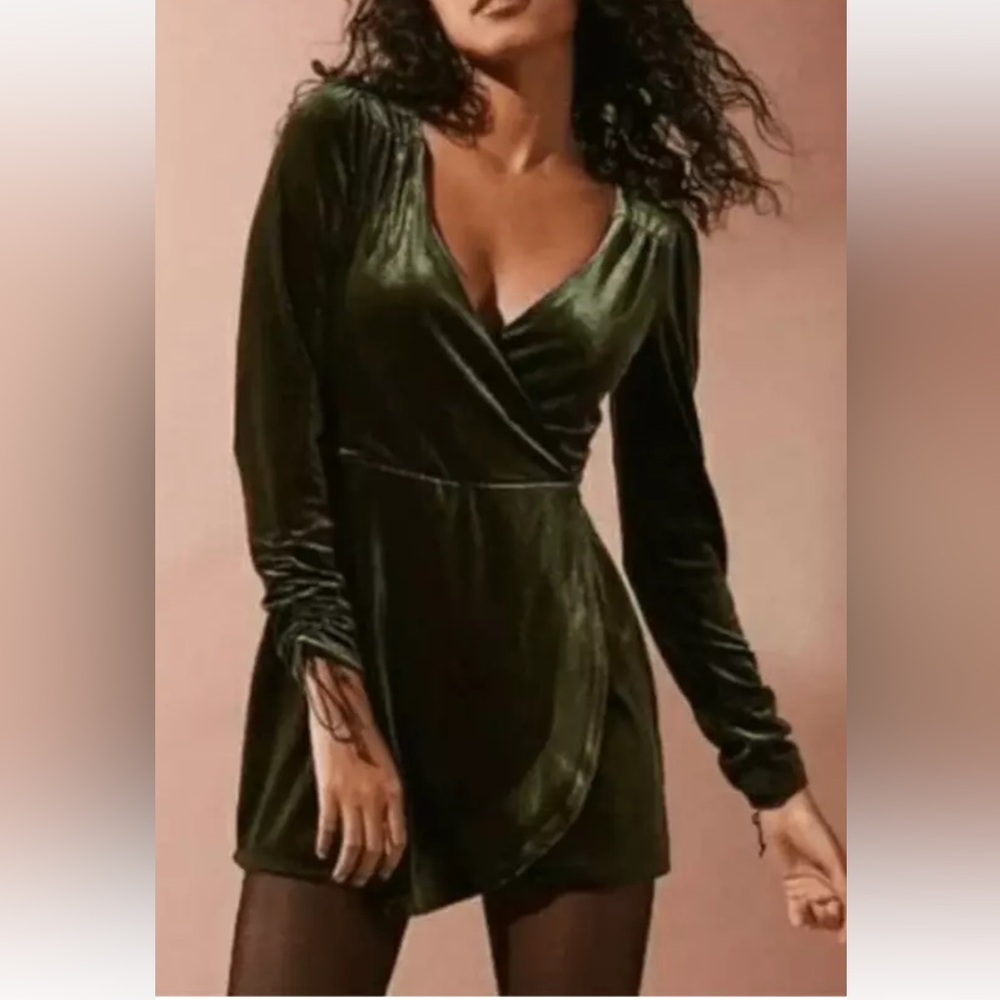 Urban Outfitters Goldmine Velvet Surplice Romper- Wrap Style, Shorts Medium